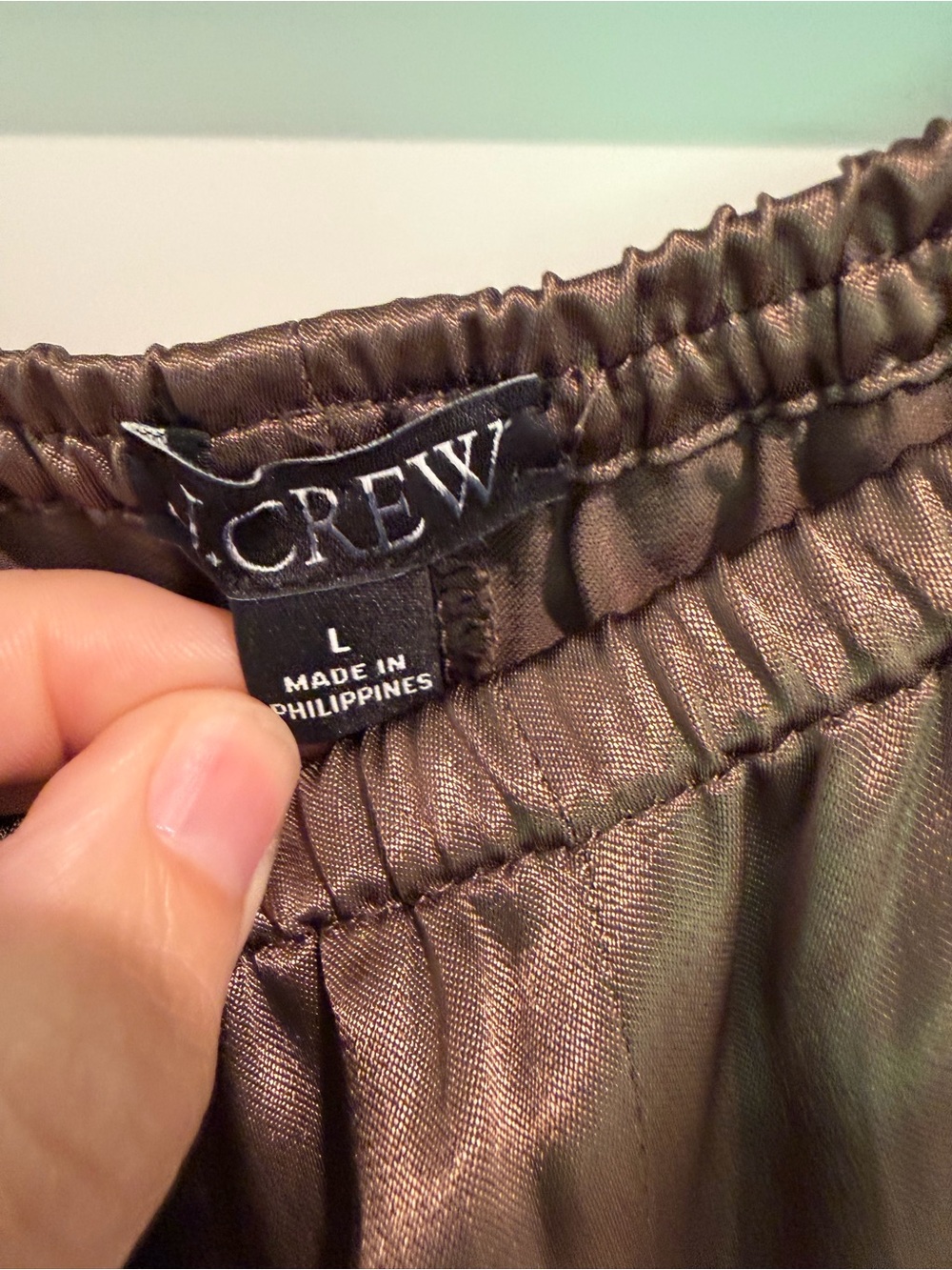 NEW J. Crew Cosmo Pants in Luster Charmeuse Smoky Wood Size Large CN714 $158 - Picture 8 of 9